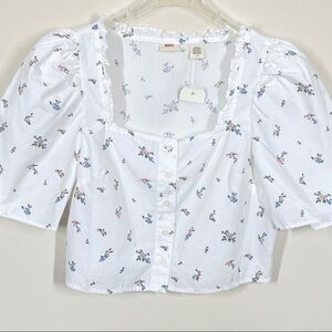 Levi’s New Crop Top Floral White Size L